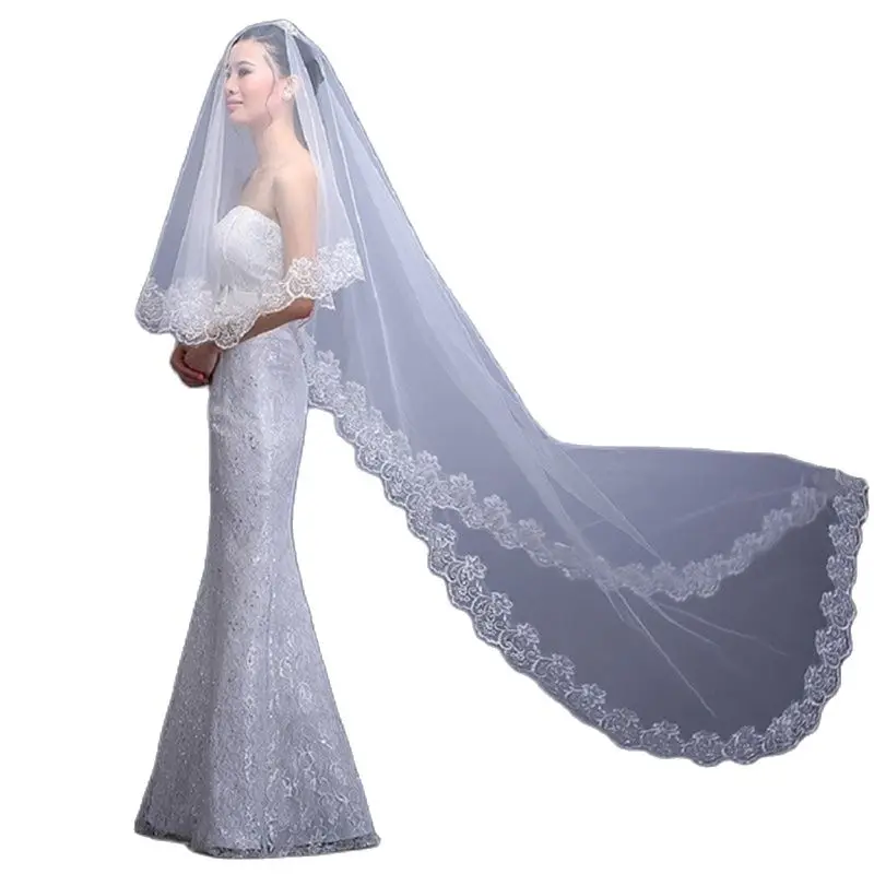 3M One Layer Lace Edge White Cathedral Wedding Veil Voile Marriage Long Bridal Veil Cheap Wedding Accessories Bride Welon
3M One Layer Lace Edge White Cathedral Wedding Veil Voile Marriage Long Bridal Veil Cheap Wedding Accessories Bride Welon
