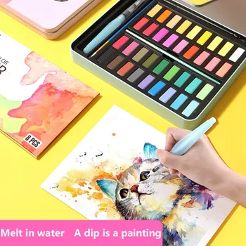 36 Color Solid Watercolor Paint Set Portable Metal Supplies Pigment Drawing Paper Box Watercolor For Beginner Watercolor 
36 Color Solid Watercolor Paint Set Portable Metal Supplies Pigment Drawing Paper Box Watercolor For Beginner Watercolor