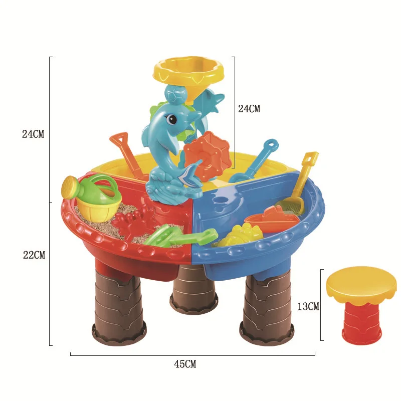 Children Outdoor Beach Table Sand Pit Set Baby Play with Water Dredging Tool Toy