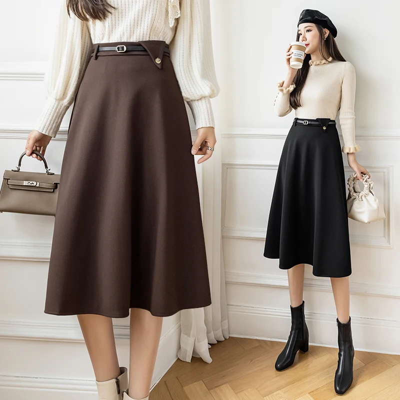AIYANGA Solid Vintage Long Woolen A-Line Skirt Women 2021 Autumn Winter Elegant Fashion Ladies High Waist Skirt Female
AIYANGA Solid Vintage Long Woolen A-Line Skirt Women 2021 Autumn Winter Elegant Fashion Ladies High Waist Skirt Female