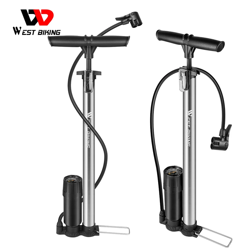 

WEST BIKING 160PSI Bike Floor Pump High Pressure Gauge Air Inflator Cycling Accessories Presta Schrader MTB Road Bicycle Pump