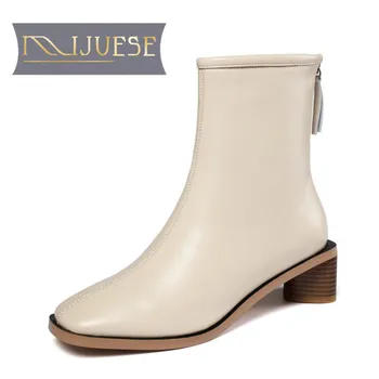 MLJUESE 2021 women Ankle boots Sheepskin Winter short plush Square Toe Zipper High heels female boots size 39
MLJUESE 2021 women Ankle boots Sheepskin Winter short plush Square Toe Zipper High heels female boots size 39