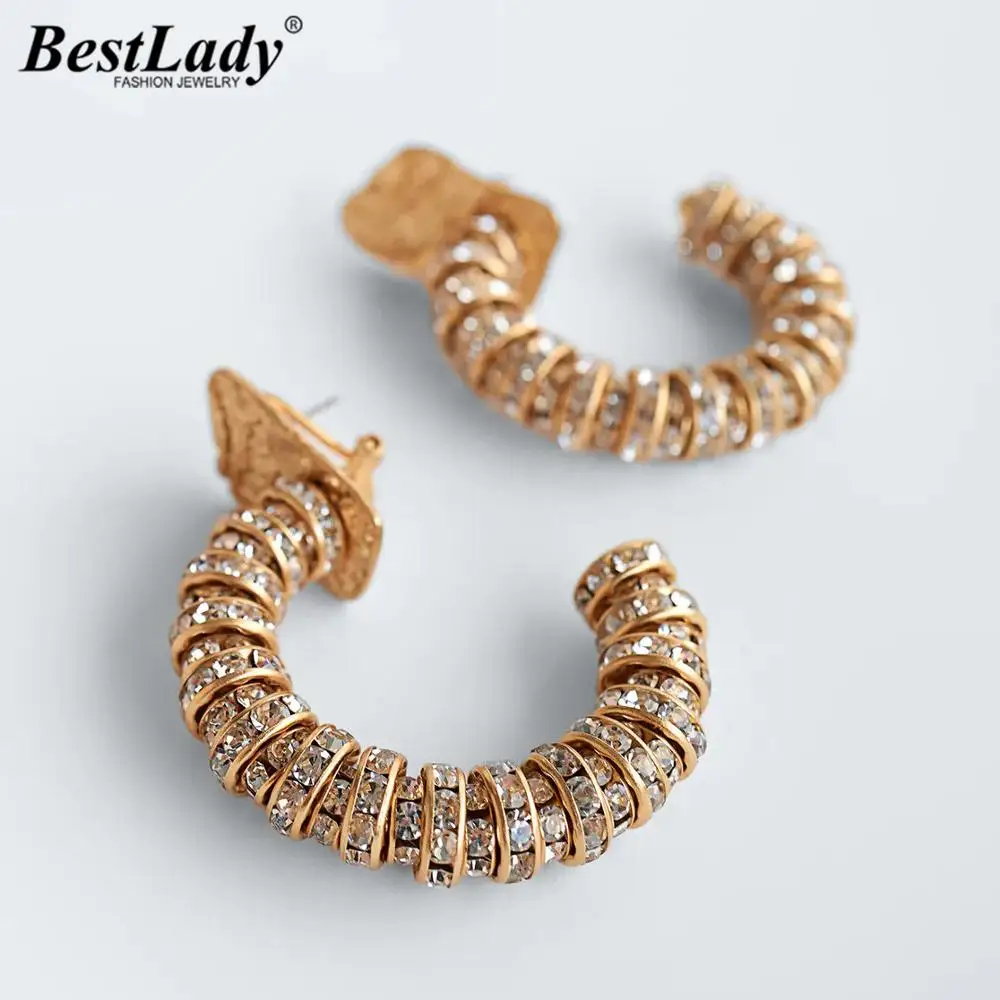 Женские серьги-кольца Best Lady 2020 ZA винтажные блестящие висячие серьги с