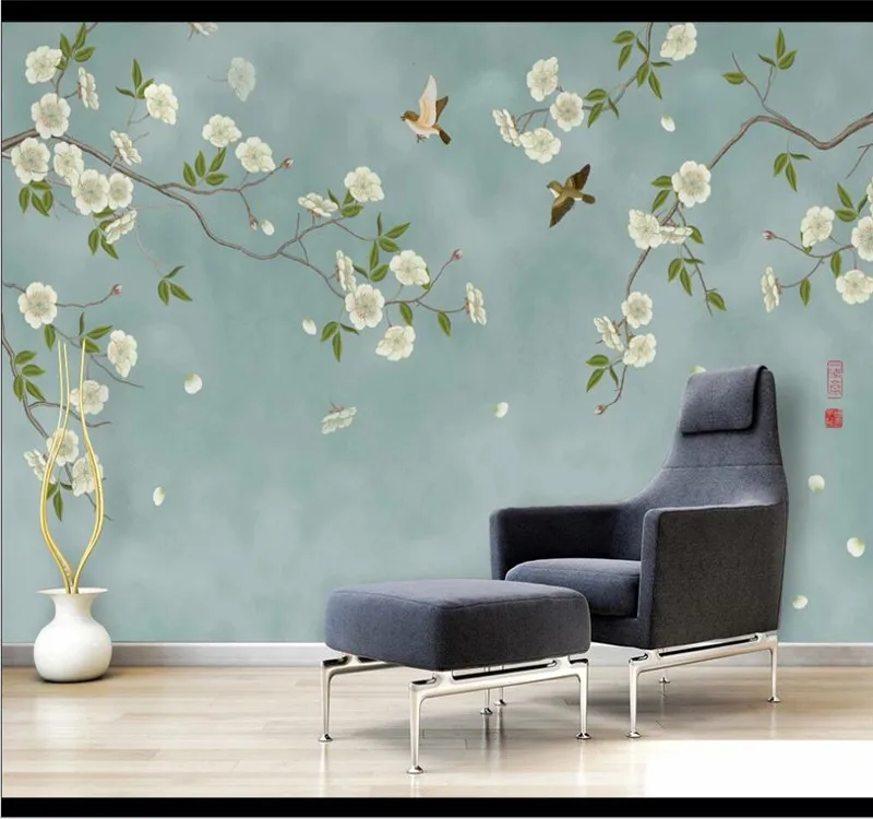 XUE SU Large custom home decoration wallpaper mural new Chinese style flower and bird plum TV sofa background wall 
XUE SU Large custom home decoration wallpaper mural new Chinese style flower and bird plum TV sofa background wall