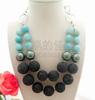 N051113 Excellent Shell Pearl&BLACK VOLCANO LAVA Necklace
N051113 Excellent Shell Pearl&BLACK VOLCANO LAVA Necklace