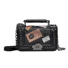 Mulheres rebite bolsa cadeias sacos do mensageiro saco do vintage senhoras marca crossbody saco para rebite pequenas bolsas de ombro(China)