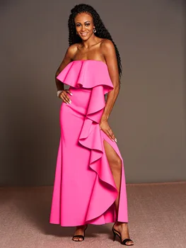 Sexy Pink Slash Neck Women Mermaid Dress Strapless 2020 Summer Party Dinner Club Dresses Robe African Ruffle Falbala Vestiods
Sexy Pink Slash Neck Women Mermaid Dress Strapless 2020 Summer Party Dinner Club Dresses Robe African Ruffle Falbala Vestiods