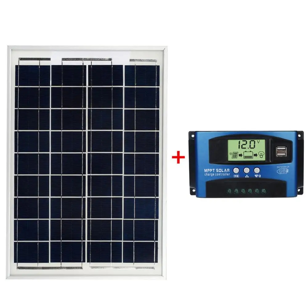 18V 20W A polycrystalline solar panel 12V / 24V 10A/60A Dual USB output LCD Solar Controller for Boats, Caravans, mobile foo
18V 20W A polycrystalline solar panel 12V / 24V 10A/60A Dual USB output LCD Solar Controller for Boats, Caravans, mobile foo