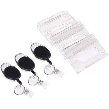 ID Card Holder and Retractable Reel Set, Badge Holder with Reel Clip for Identity Card Pass Badge (3PCS)
ID Card Holder and Retractable Reel Set, Badge Holder with Reel Clip for Identity Card Pass Badge (3PCS)