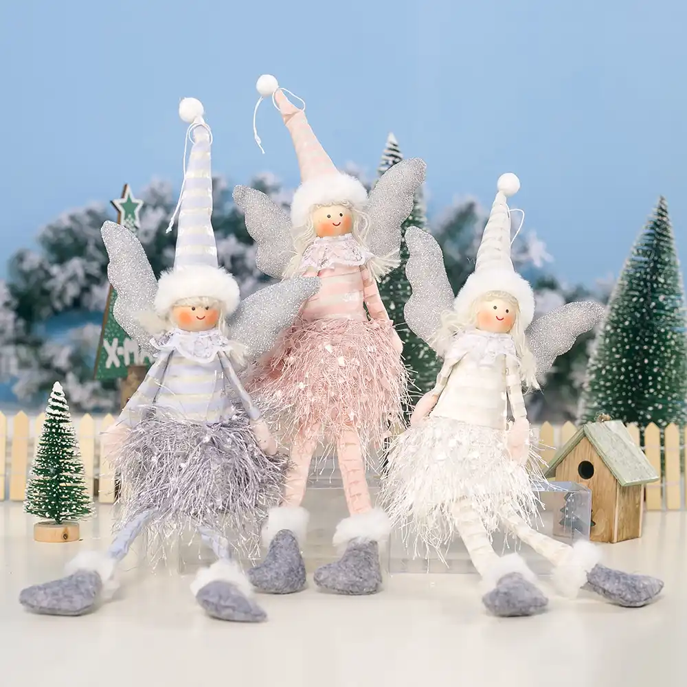 ins wind fabric striped christmas angel girl doll christmas gift