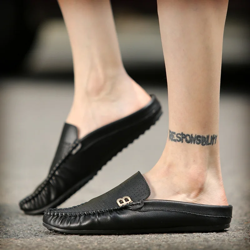 Slipper Men's Summer chao tuo Slip-on Lazy Semi-Slipper Closed-toe No Heel Leather Slippers England MEN'S Sandals Casual
Slipper Men's Summer chao tuo Slip-on Lazy Semi-Slipper Closed-toe No Heel Leather Slippers England MEN'S Sandals Casual