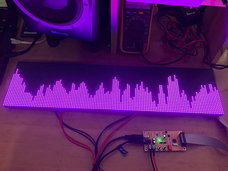 Full Color RGB Music Audio Spectrum Display Screen KTV Stage LED Rhythm Light 64 Mode Level Indicator VU Meter DIY