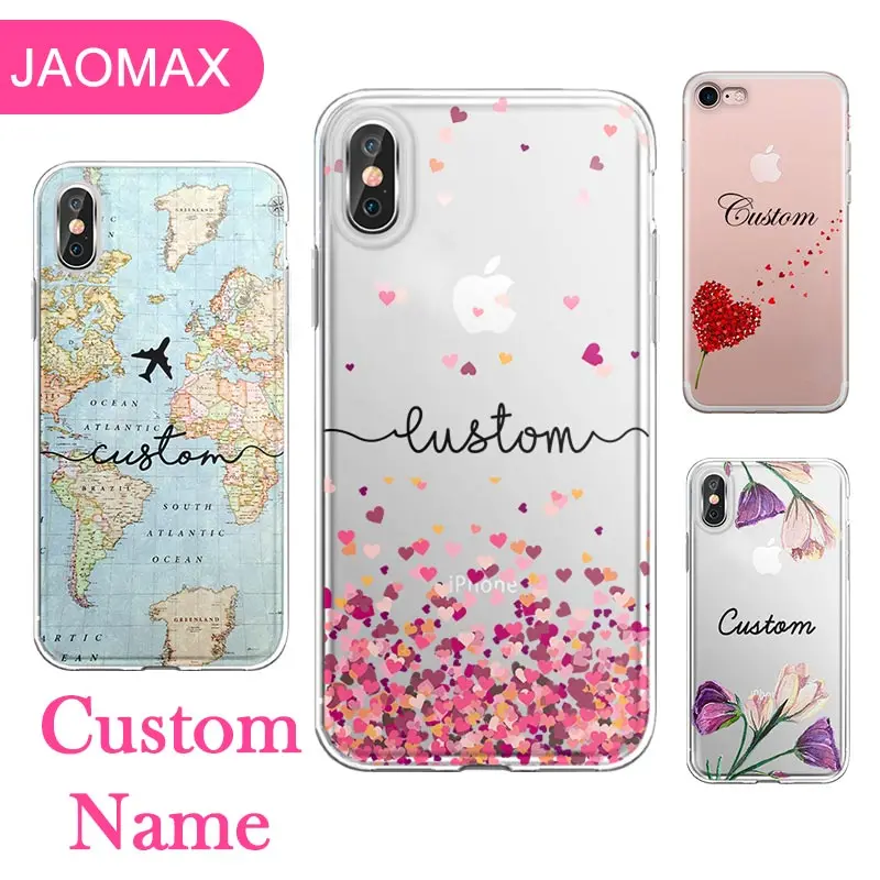 Персонализированный Чехол с именем на заказ картой мира для iPhone 12 11 7Plus Xs Max SE 5s X 8 6s