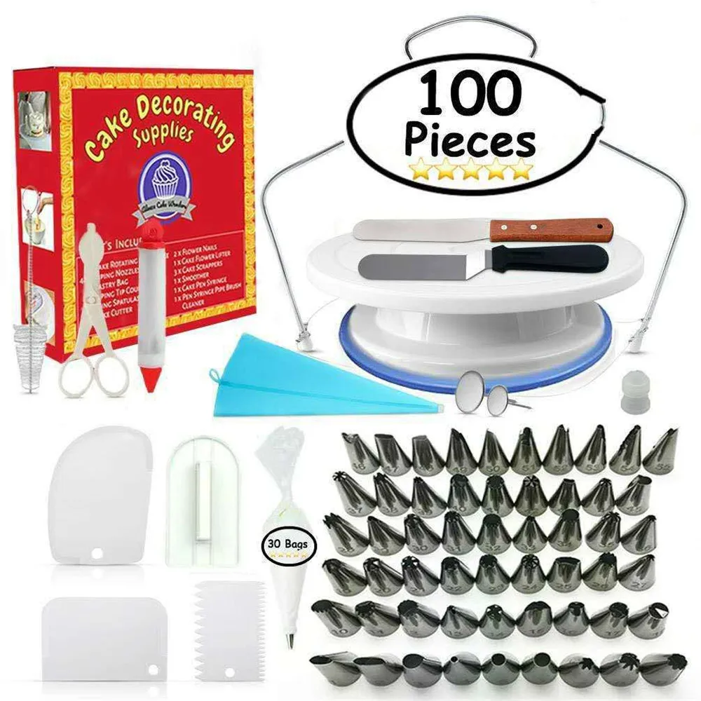 100pcs Tip Nozzle Mold Spatula Scrapers Kitchen Baking Set Turntable Piping DIY Tool Professional Pastry Bag Cake Decorating
100pcs Tip Nozzle Mold Spatula Scrapers Kitchen Baking Set Turntable Piping DIY Tool Professional Pastry Bag Cake Decorating