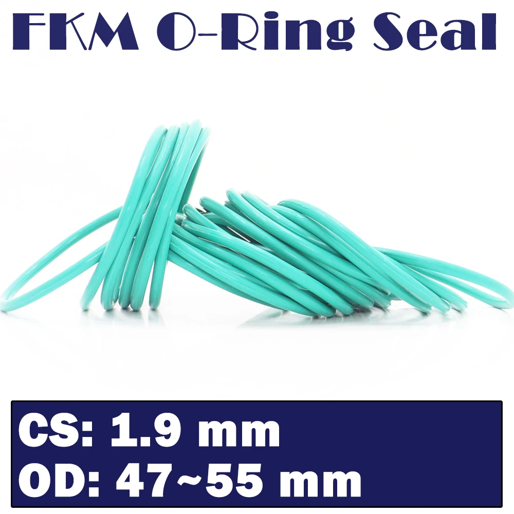 

CS 1.9mm FKM Rubber O RING OD 47/48/49/50/51/52/53/54/55*1.9 mm 50PCS O-Ring Fluorine Gasket Oil seal Green ORing