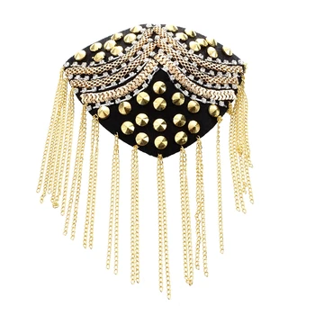 Epaulette Brooch Metal Acrylic Rhinestones Cloth Fringe Golden Decoration Punk
Epaulette Brooch Metal Acrylic Rhinestones Cloth Fringe Golden Decoration Punk