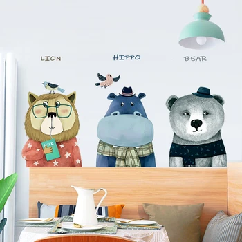 Cute Carton Animal Lion Hippo Bear DIY Wall Stickers Home Decor Modern Home Decoration Wallpaper Gifts for Boys Kids Room Decor
Cute Carton Animal Lion Hippo Bear DIY Wall Stickers Home Decor Modern Home Decoration Wallpaper Gifts for Boys Kids Room Decor