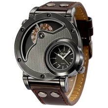 

Oulm Luxury Brand Leather Quartz Men Watch Relogio Masculino Fashion Sport Big Dial Men Wristwatch Multiple Time Zone Male Clock