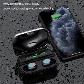 F9 TWS Wireless Headphones, Bluetooth 5.0 Waterproof Bluetooth Headphones with Microphone 2000MAh Charging Box Black
F9 TWS Wireless Headphones, Bluetooth 5.0 Waterproof Bluetooth Headphones with Microphone 2000MAh Charging Box Black