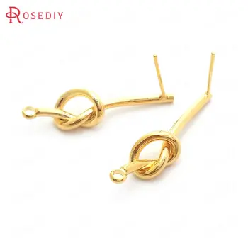 (37088)6PCS 28x6MM 24K Gold Color Brass with 925 Sterling Silver Pins Rope Knot Stud Earrings Jewelry Making Supplies 
(37088)6PCS 28x6MM 24K Gold Color Brass with 925 Sterling Silver Pins Rope Knot Stud Earrings Jewelry Making Supplies