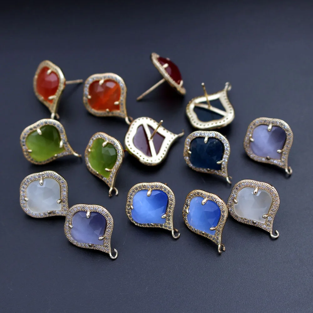 10pairs CZ Paved Gold Plated Stud Earring Post Green Blue Red Cats Eye Stone Earring Connectors Linkers For Women Jewelry Crafts
10pairs CZ Paved Gold Plated Stud Earring Post Green Blue Red Cats Eye Stone Earring Connectors Linkers For Women Jewelry Crafts