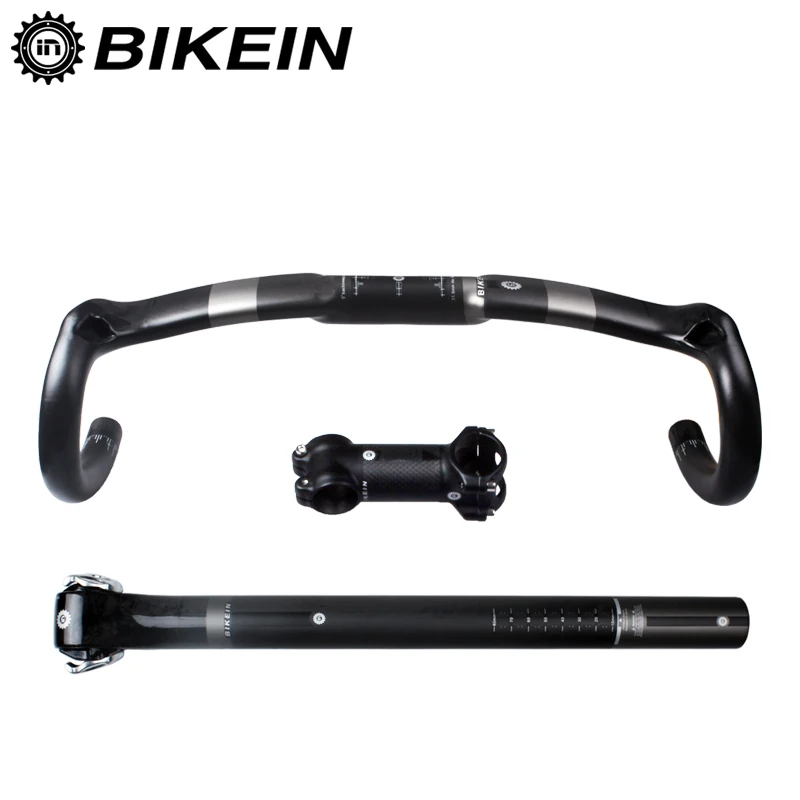 BIKEIN Matte Carbon Fibre Road Bike Handlebar Sets With Seatpost 5/20 Angle + Bicycle Stem For Cycling Bicycle Can Mix Size
BIKEIN Matte Carbon Fibre Road Bike Handlebar Sets With Seatpost 5/20 Angle + Bicycle Stem For Cycling Bicycle Can Mix Size
