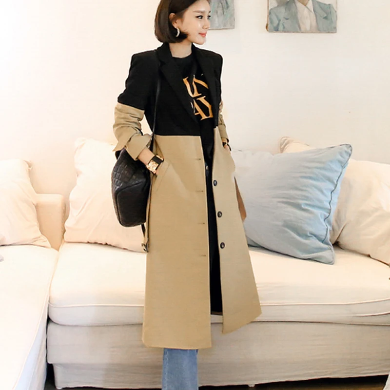 Runway Designer Women Windbreaker Coat Autumn Winter Turn Down Collar Patchwork Single Breasted Long Belt Trench Coat
Runway Designer Women Windbreaker Coat Autumn Winter Turn Down Collar Patchwork Single Breasted Long Belt Trench Coat
