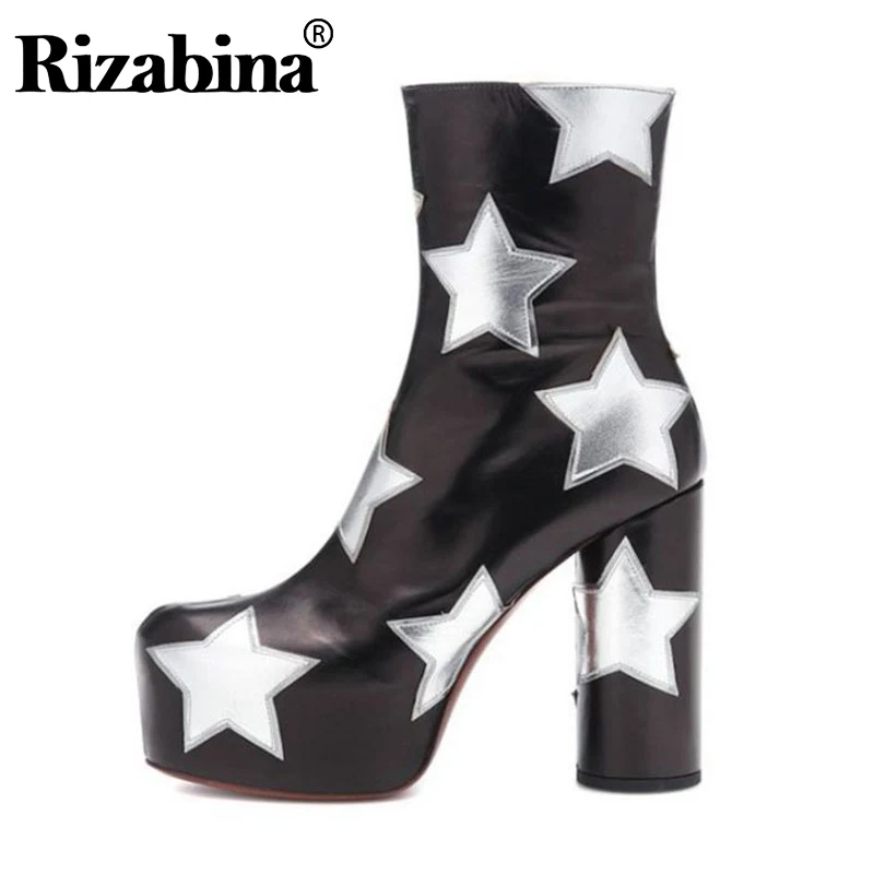 RIZABINA/женские пикантные ботильоны из натуральной кожи Лидер продаж Обувь на