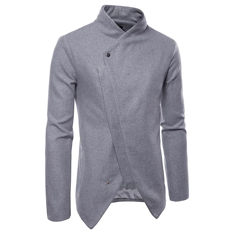 Winter Style Solid Color Wool Oblique Zipper Slit Hemline at Hem Fashion Europe And America Design Men's Stand Collar Jacket
Winter Style Solid Color Wool Oblique Zipper Slit Hemline at Hem Fashion Europe And America Design Men's Stand Collar Jacket