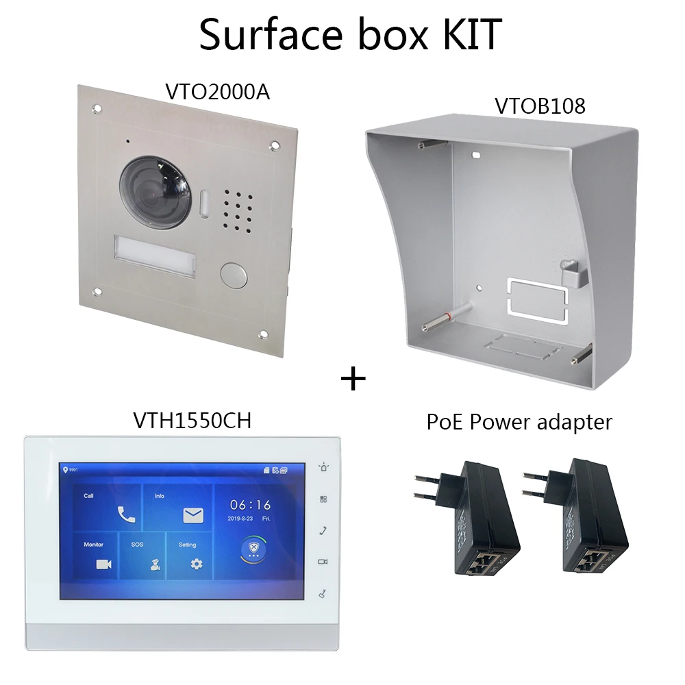 DH logo Multi-Language Video intercom KIT Include VTO2000A & VTH1550CH & PoE adapter,SIP firmware version
DH logo Multi-Language Video intercom KIT Include VTO2000A & VTH1550CH & PoE adapter,SIP firmware version