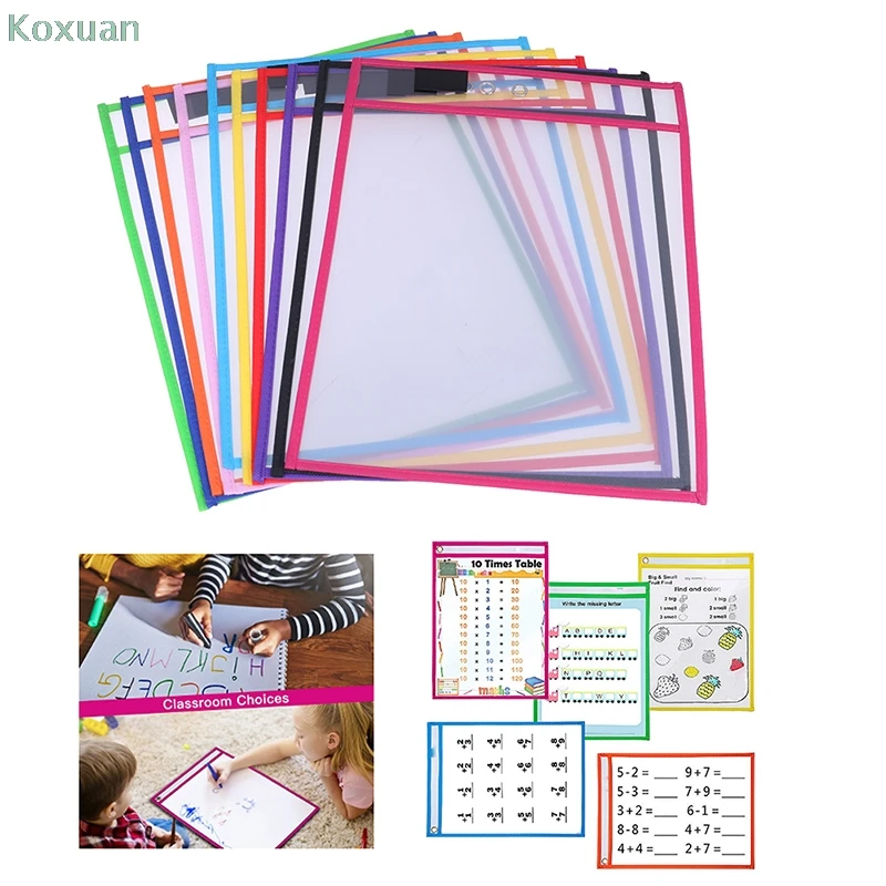 1pc Reusable Bags Multi-Functional Transparent Dry Erasable Pocket Wipe Drawing Brush Bag For School Office Kids /1pc Liquid Pen |