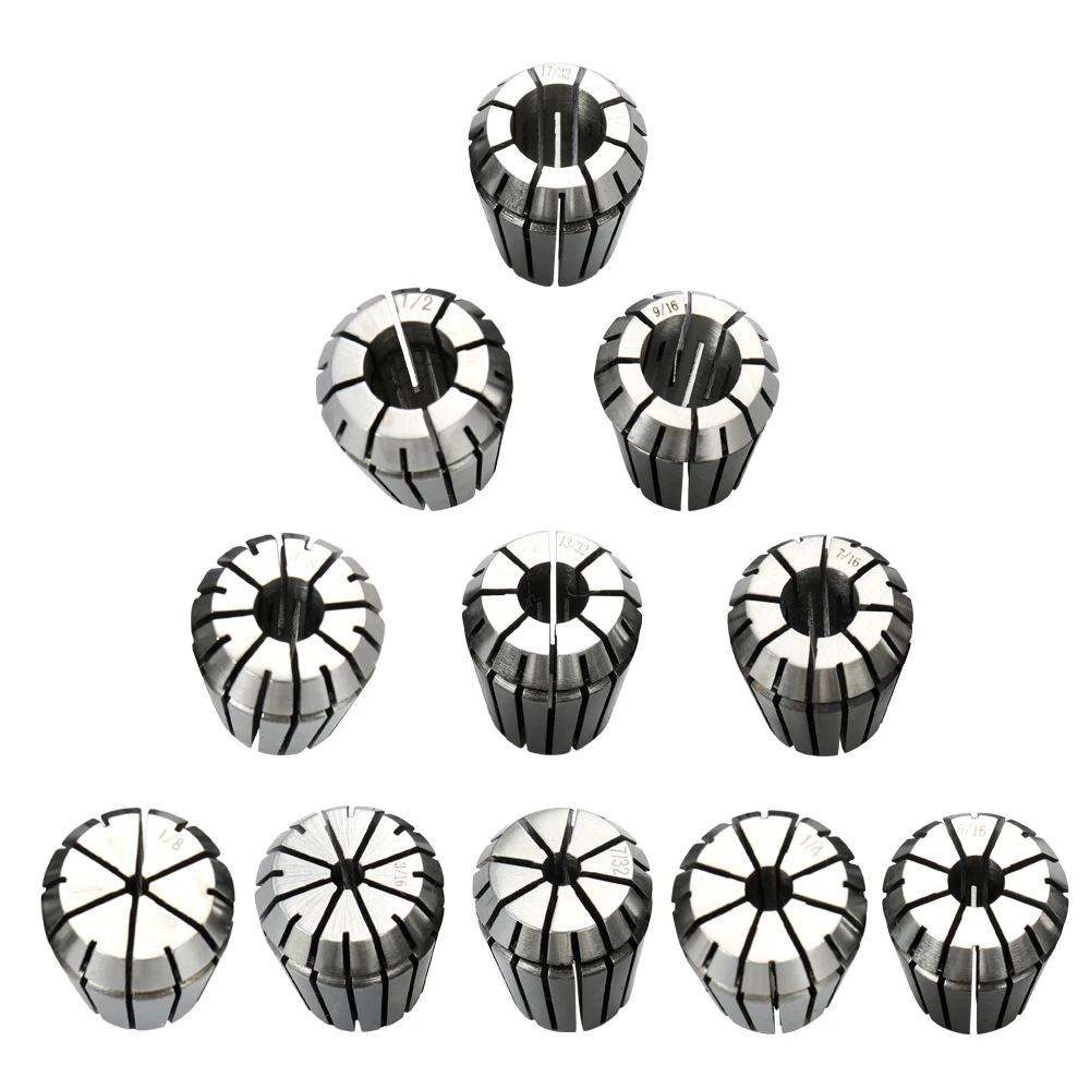11pcs Spring Collet Set Chuck Collets for CNC Workholding Engraving and Milling Lathe Accessories Tool 1/8mm to 9/16mm
11pcs Spring Collet Set Chuck Collets for CNC Workholding Engraving and Milling Lathe Accessories Tool 1/8mm to 9/16mm