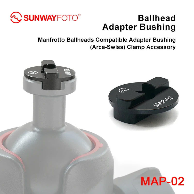 SUNWAYFOTO MAP-01 Ballhead Adapter Bushing for Manfrotto / Gitzo Tripod Heads for Clamp Replacement Compitable with ARCA
SUNWAYFOTO MAP-01 Ballhead Adapter Bushing for Manfrotto / Gitzo Tripod Heads for Clamp Replacement Compitable with ARCA
