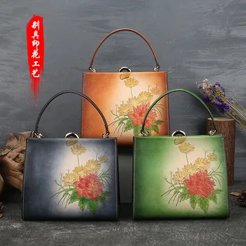 Women's Handmade Embossing Retro Luxury Handbags 2020 New Printed First Layer Cowhide Genuine Leather Shoulder & Crossbody Bags 
Women's Handmade Embossing Retro Luxury Handbags 2020 New Printed First Layer Cowhide Genuine Leather Shoulder & Crossbody Bags