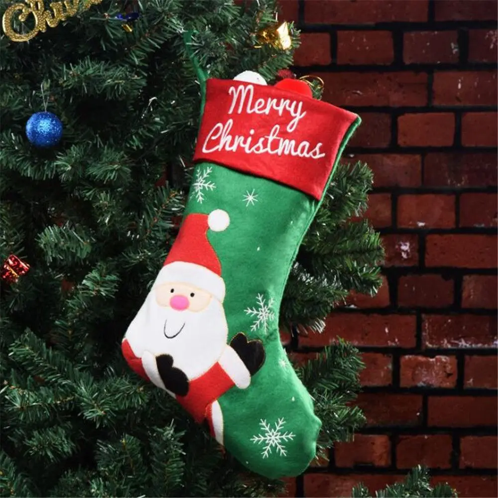 gift kids candy bag santa claus snowman deer pocket hanging xmas