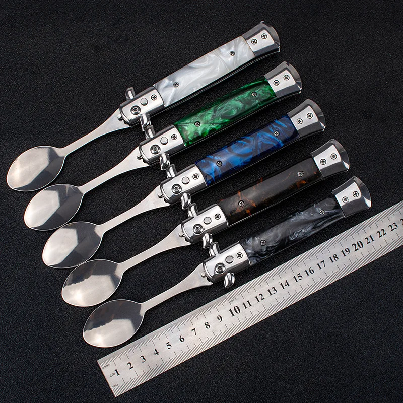 A149 Travel outdoor camping portable folding tableware spring resin handle stainless steel spoon edc
A149 Travel outdoor camping portable folding tableware spring resin handle stainless steel spoon edc