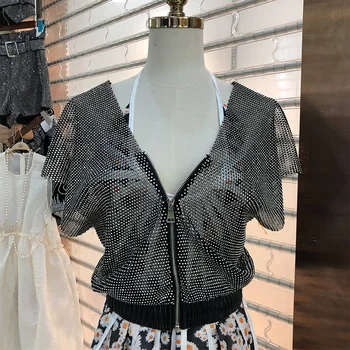 2020 Fashion Summer New Diamond Mesh Zip Shirt Women's All-match Slim Shirt Sexy Tops Blusa
2020 Fashion Summer New Diamond Mesh Zip Shirt Women's All-match Slim Shirt Sexy Tops Blusa
