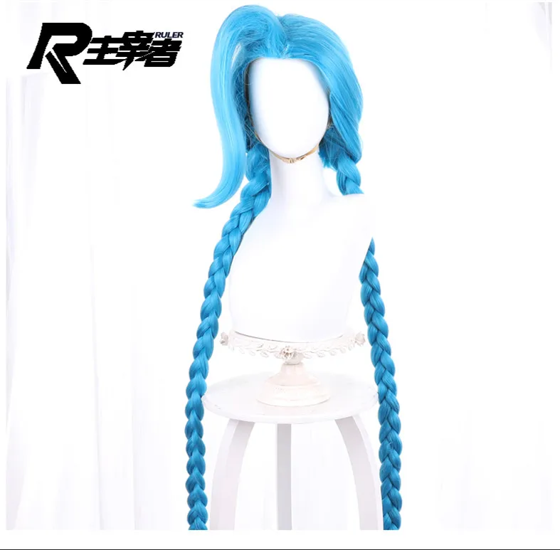 

LOL Arcane Jinx Cosplay Wig Hair 51Inch Blue Long Braid Wigs Heat Resistant Synthetic for Women Girls Cosplay Party