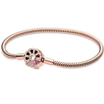 New 925 Sterling Silver Bracelet Rose Moments Pink Fan Clasp Snake Chain Bracelet Bangle Fit Original Bead Charm Europe Jewelry
New 925 Sterling Silver Bracelet Rose Moments Pink Fan Clasp Snake Chain Bracelet Bangle Fit Original Bead Charm Europe Jewelry