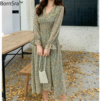 BornSra 2020 Spring Summer A-line Vestidos Elegant V-neck Green Women Dress Full Sleeve Floral Print Elastic Waist Female Dress
BornSra 2020 Spring Summer A-line Vestidos Elegant V-neck Green Women Dress Full Sleeve Floral Print Elastic Waist Female Dress