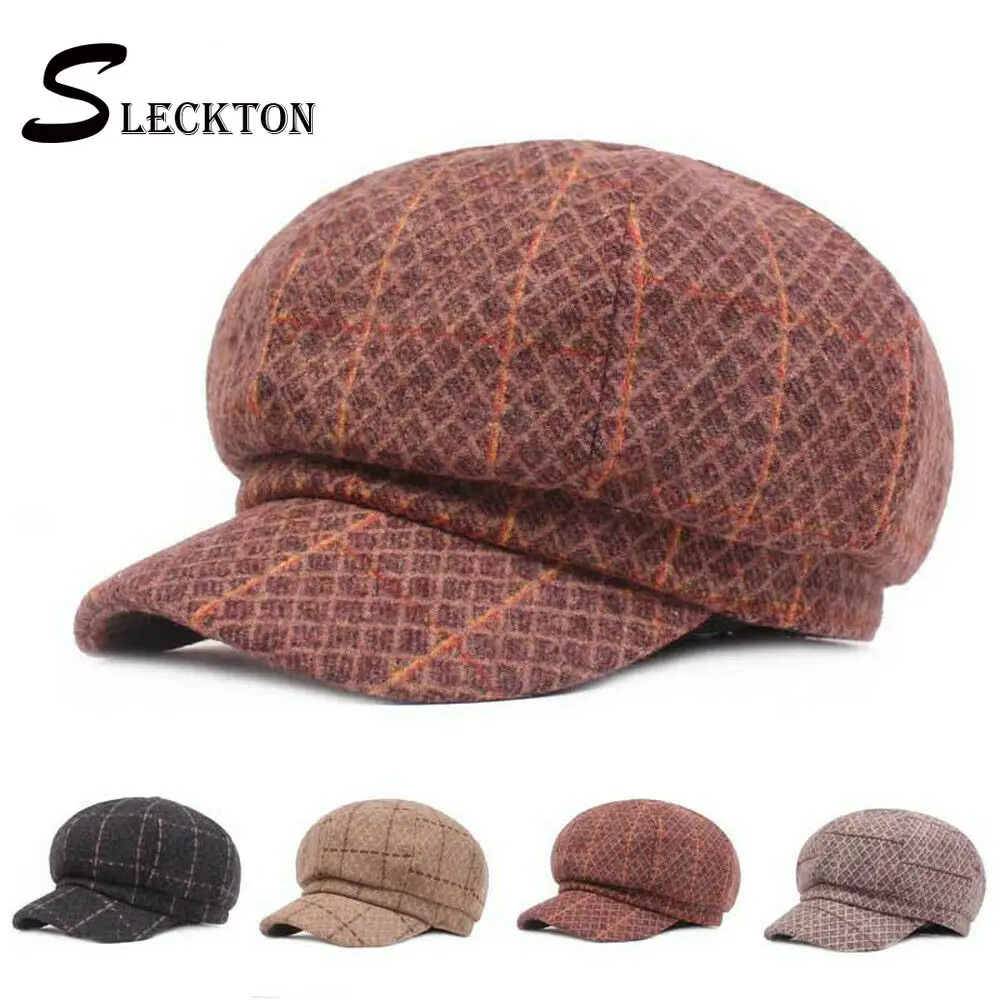 SLECKTON Fedora Plaid Octagonal Cap Ladies Beret Thick Winter Warm Hat Painter Hat Newsboy Cap Baret Cotton French Hat
SLECKTON Fedora Plaid Octagonal Cap Ladies Beret Thick Winter Warm Hat Painter Hat Newsboy Cap Baret Cotton French Hat