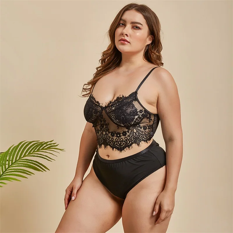 DUOJIAOYA Latest design Women's plus size sexy underwear Ladies black lace lingerie top 
DUOJIAOYA Latest design Women's plus size sexy underwear Ladies black lace lingerie top