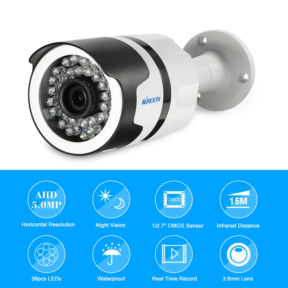 

KKmoon 5.0MP AHD Bullet Waterproof CCTV Camera 1/2.7 CMOS 35pcs IR Lamps Night Vision IR-CUT Home Security PAL System