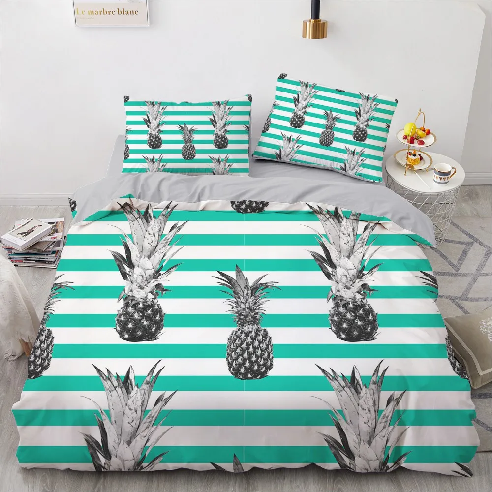 

3D Printed Pineapple Design Bedding Sets luxury Stripe Anchor Single Queen Double Full King Twin Bed For Home Duvet Cover Sets