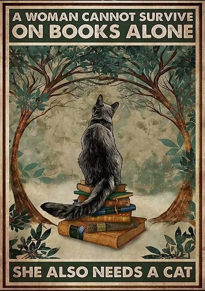Metal Tin Sign Cat Vintage Metal Tin Sign A Woman Can’t Survive on Books Only Metal Sign Decoration 12x16 inches
Metal Tin Sign Cat Vintage Metal Tin Sign A Woman Can’t Survive on Books Only Metal Sign Decoration 12x16 inches