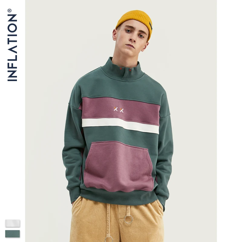 INFLATION Men High-collar Sweatshirt Block-color Men's Sweatshirt Pouch Pocket Loose Fit Mens Streetwear Sweatshirt 9645W 
INFLATION Men High-collar Sweatshirt Block-color Men's Sweatshirt Pouch Pocket Loose Fit Mens Streetwear Sweatshirt 9645W