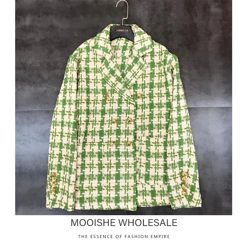 2019 Autumn New Star Models Thick Rope Double Row Metal Buckle Green Woven Flower Double Pocket blazer Jacket
2019 Autumn New Star Models Thick Rope Double Row Metal Buckle Green Woven Flower Double Pocket blazer Jacket