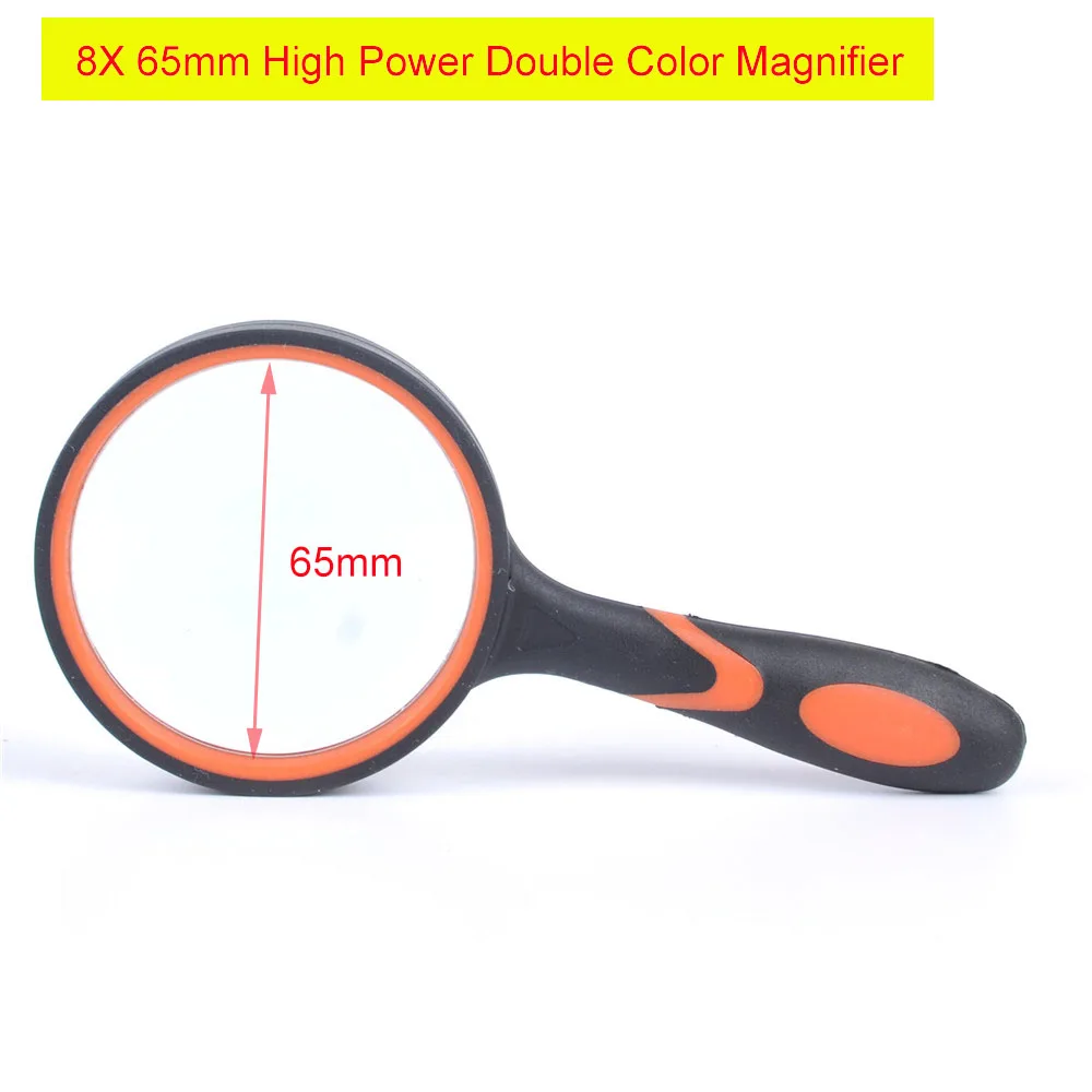 8X Handheld Reading Magnifier High Power Double Color 65mm Glass Lenses Rubber Magnifying Glass Repair Tool
8X Handheld Reading Magnifier High Power Double Color 65mm Glass Lenses Rubber Magnifying Glass Repair Tool
