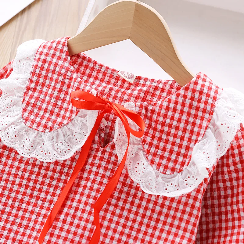 T8015 Girls Autumn Clothing 2019 New Style Plaid Peter Pan Collar Pullover Shirt Small CHILDREN'S Lace-up Lace Long-sleeved Uppe
T8015 Girls Autumn Clothing 2019 New Style Plaid Peter Pan Collar Pullover Shirt Small CHILDREN'S Lace-up Lace Long-sleeved Uppe
