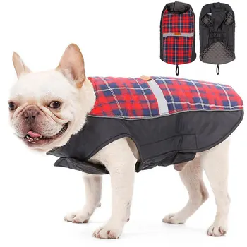 

Winter Warm Pet Dog Clothes Reflective Pet Jacket English Design Checked Reversible Vest Dog Clothes Coat